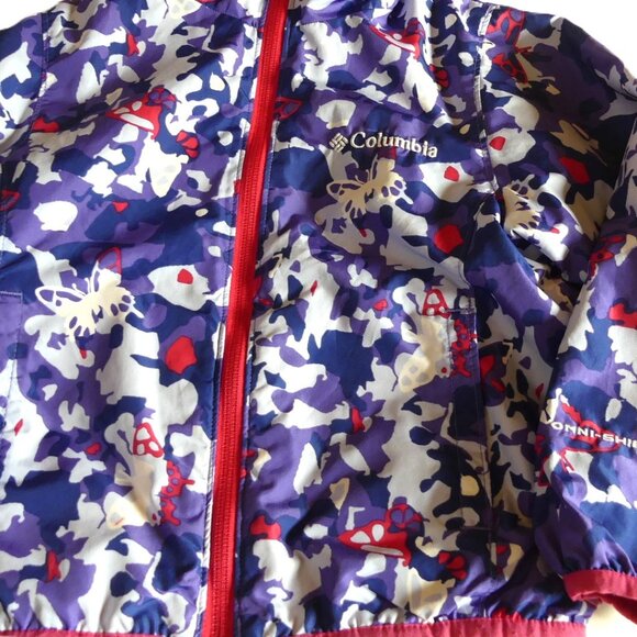 Columbia Girl Purple Camo Lined XXS (4/5) Hooded Omni-Shield Windbreaker Jacket - Picture 4 of 13